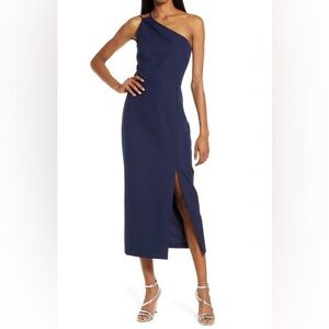 WAYF Lenore Dress // One Shoulder Midi Sheath Dress